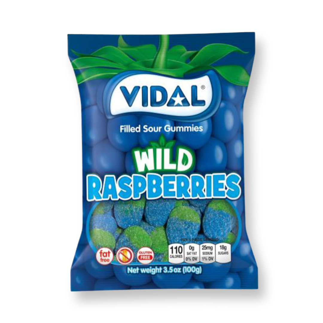 VIDAL WILD RASPBERRIES FILLED SOUR GUMMIES 100G
