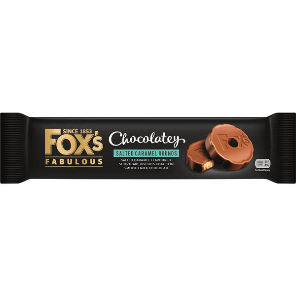 Fox's chocolatey salted caramel rounds 130g