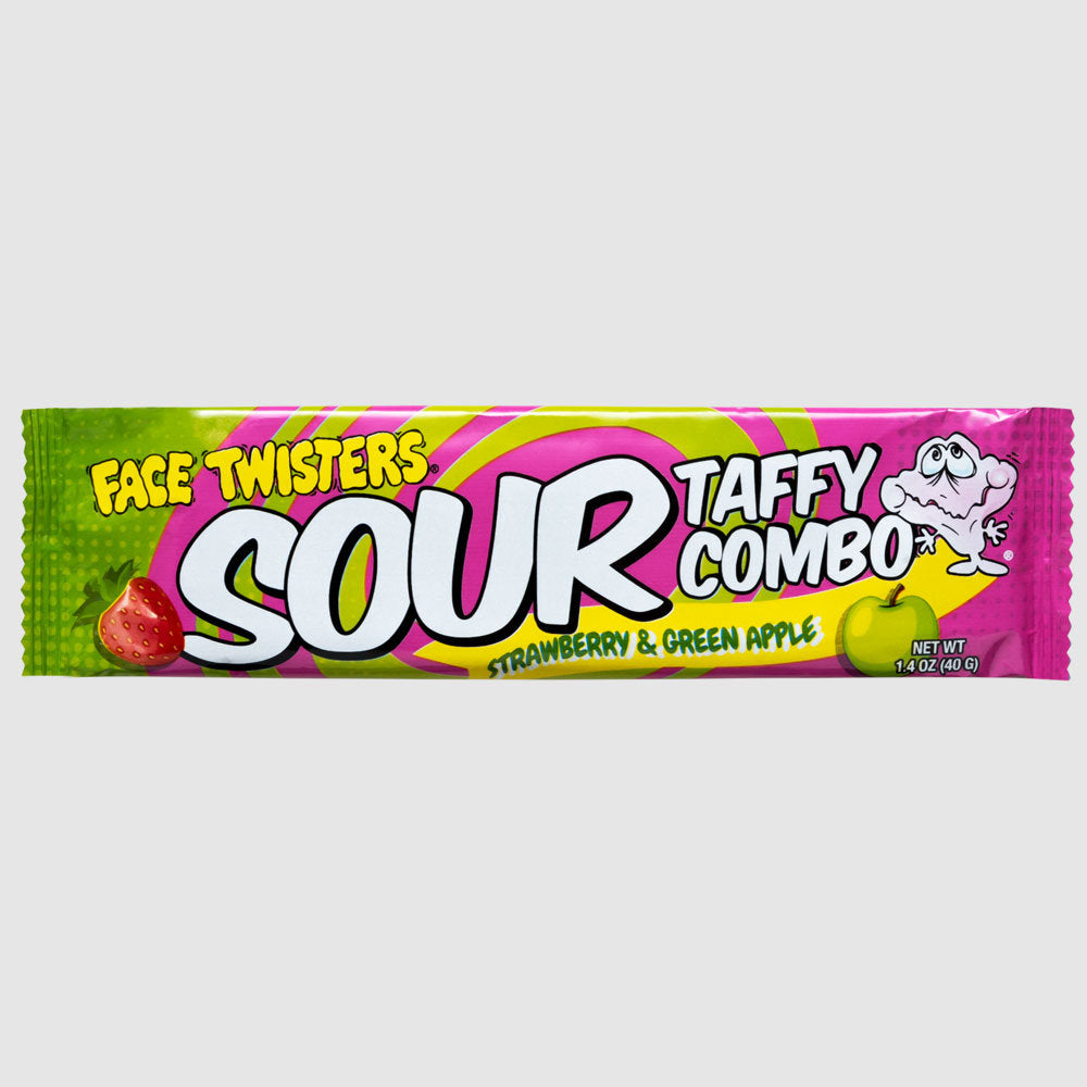 Face Twisters Sour Taffy Combo Strawberry & Green Apple 40g