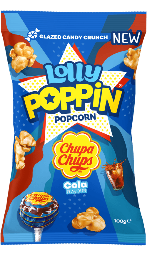 Lolly poppin popcorn chupa chups cola 100g
