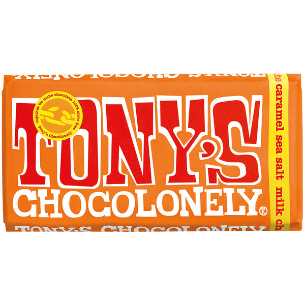 TONY'S CHOCOLONELY MILK CHOCOLATE CARAMEL SEA SALT 180G