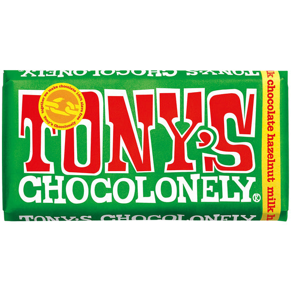 TONY'S CHOCOLONELY MILK CHOCOLATE HAZELNUT 180G