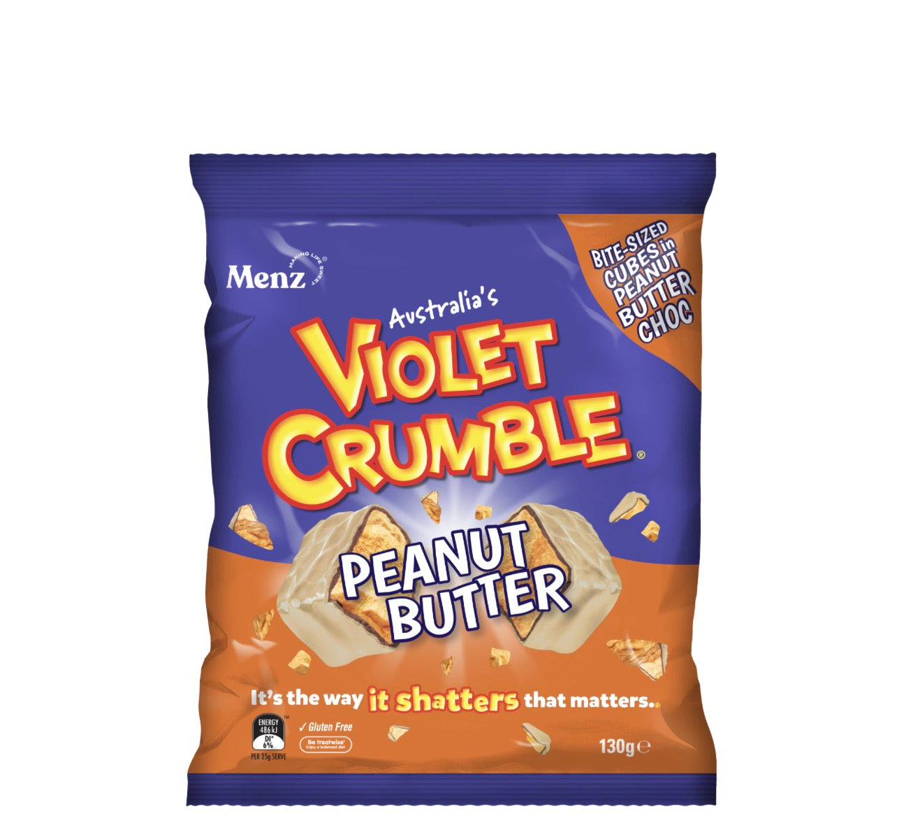 Violet Crumble Peanut Butter Bite-Sized Cubes Bag 130g