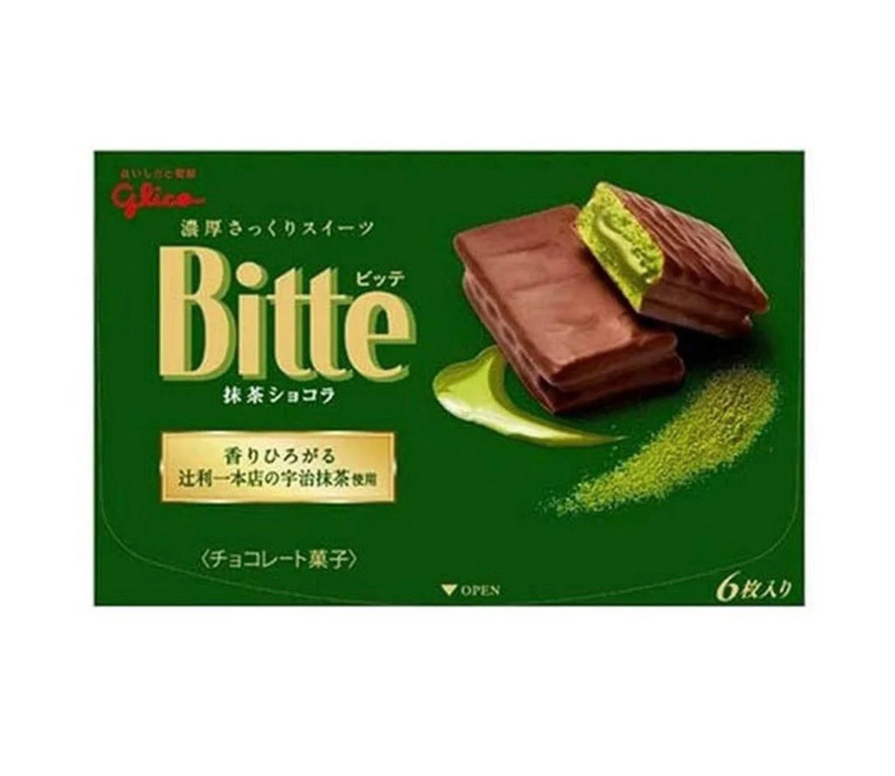 Glico Bitte Matcha Chocolate Biscuit 96g