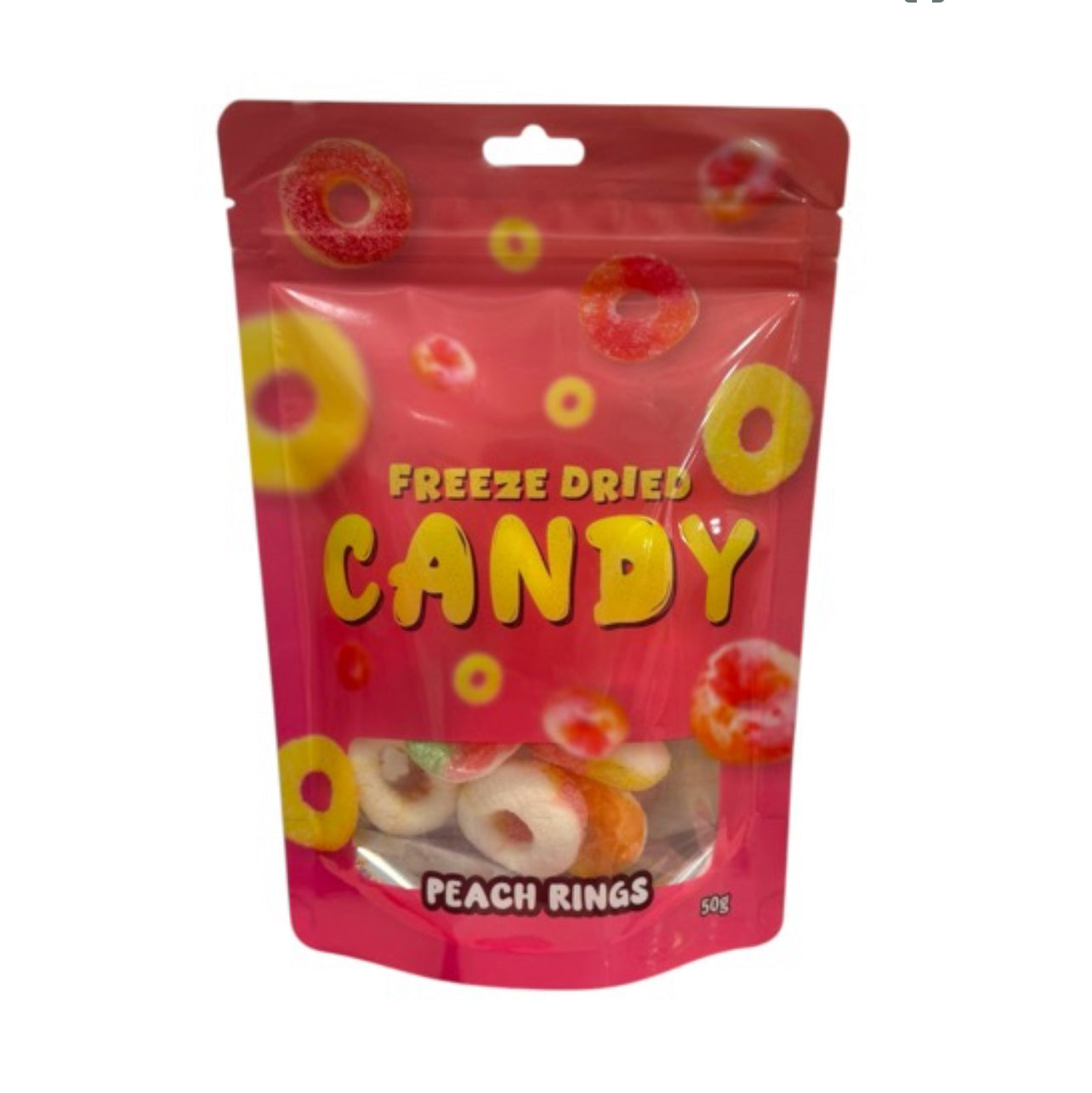 Freeze Dried Candy Peach Rings 50g