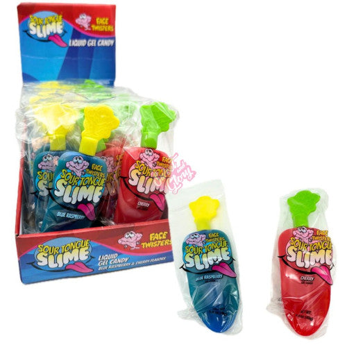 Face Twisters Sour Tongue Slime Blue Raspberry or Cherry 40g