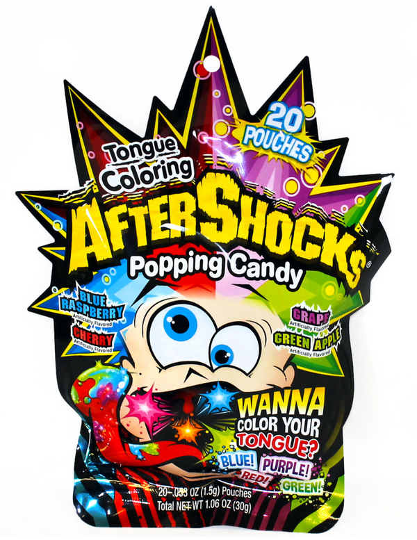 AFTERSHOCKS Tongue Coloring Popping Candy 20 Pouches 30g