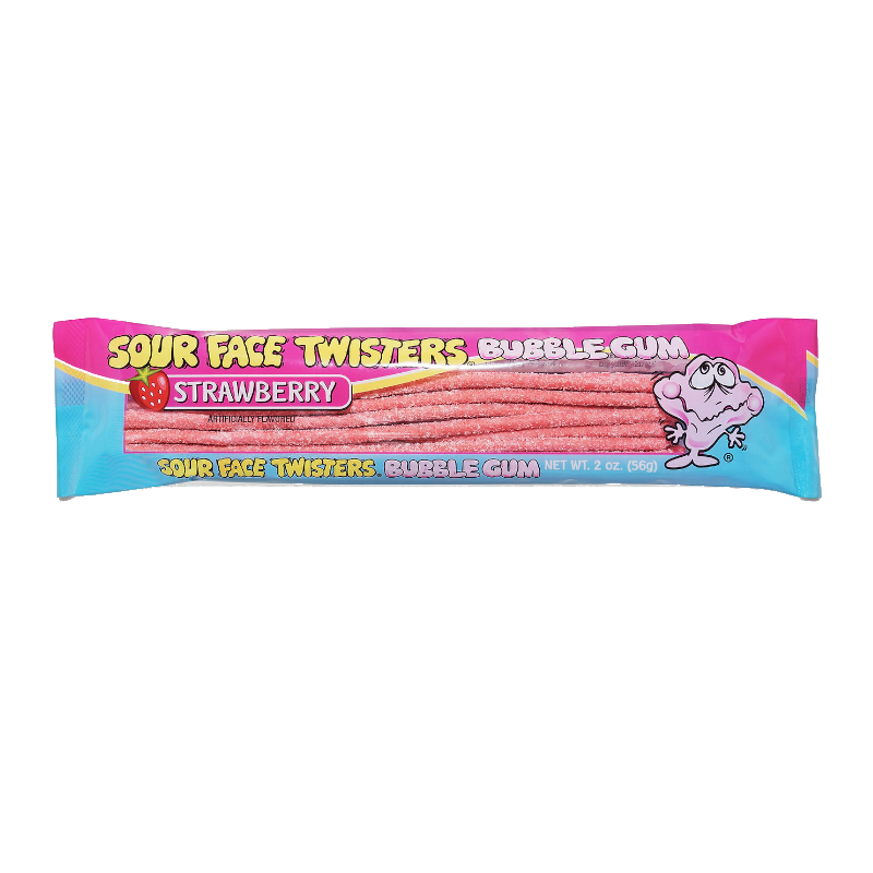 Face Twisters Sour Bubble Gum Strawberry 56g