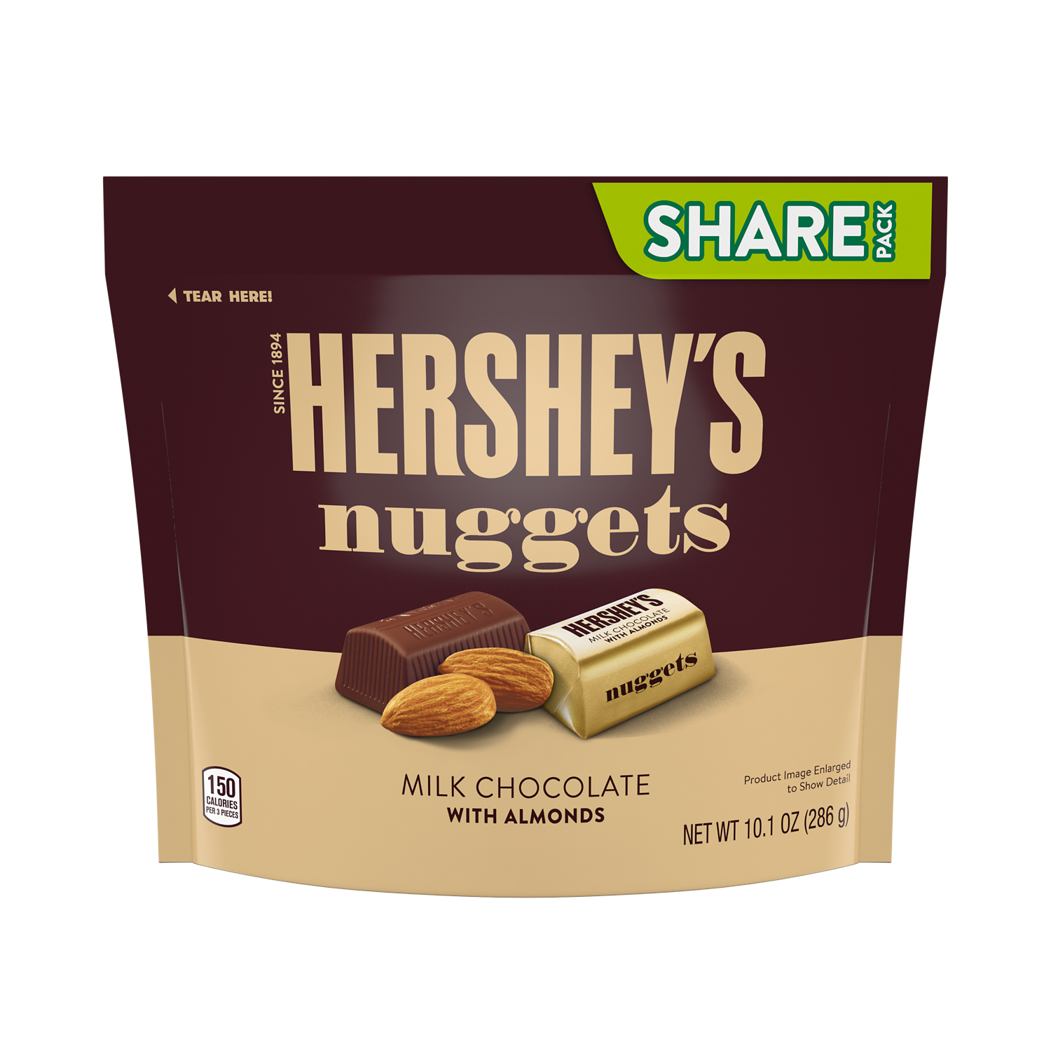 HERSHEY'S Nuggets Milk Chocolate Almonds Share Pack 286g