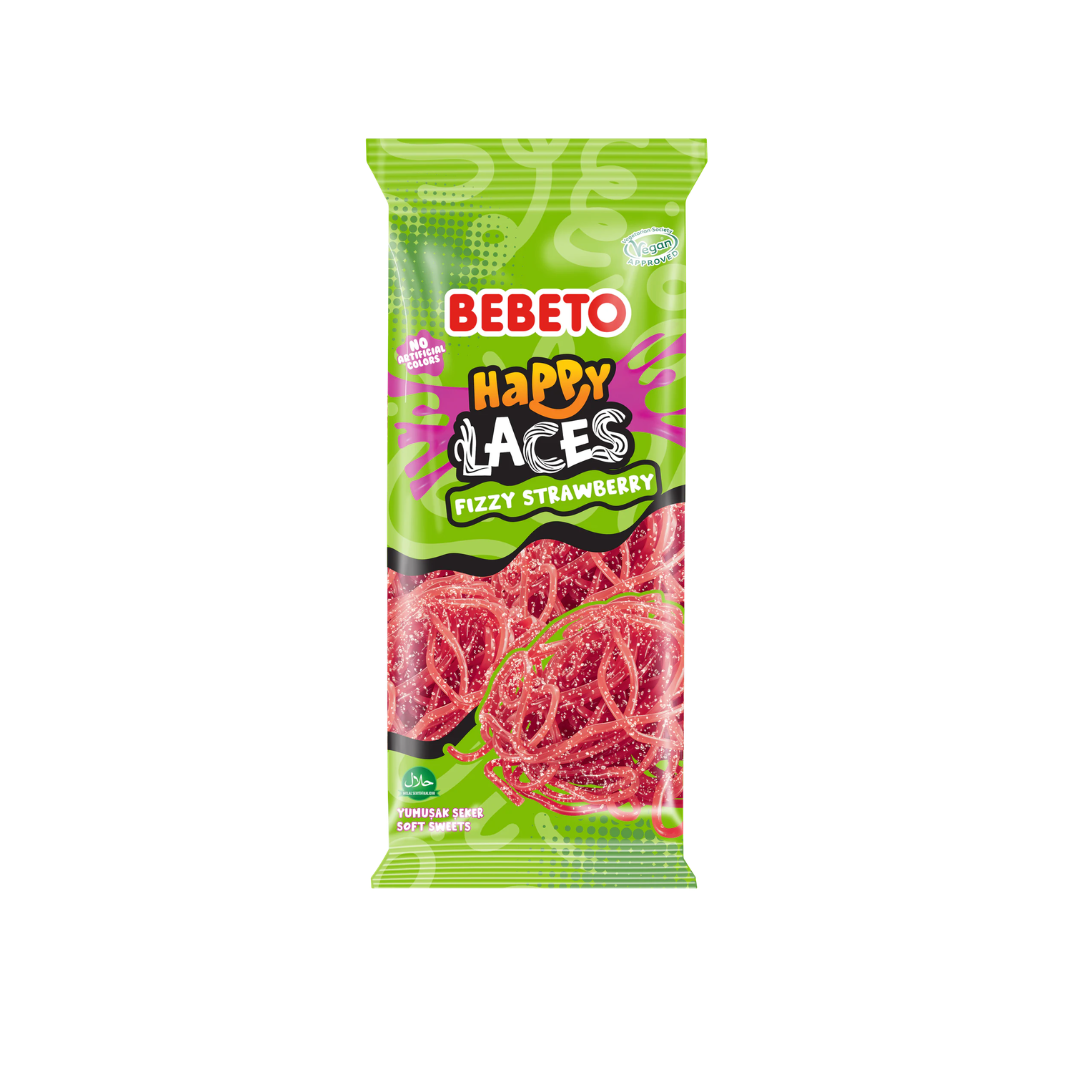 Bebeto Happy Laces Fizzy Strawberry 180g