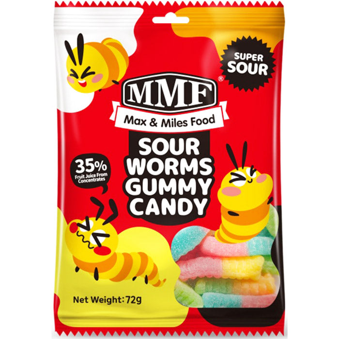 MMF Fizzy Sour Worms Gummy Candy 72g