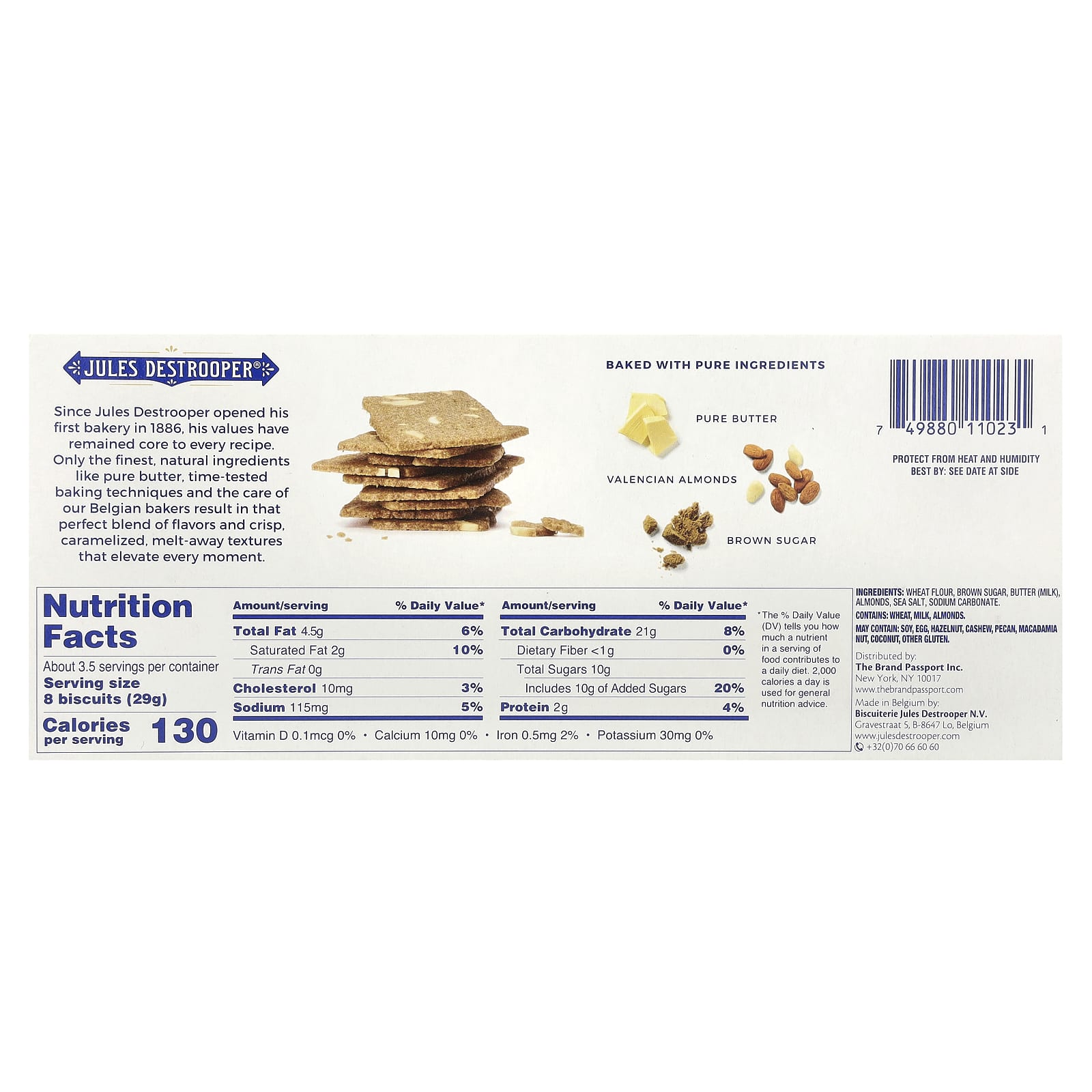 JULES DESTROOPER Almond Thins 100g