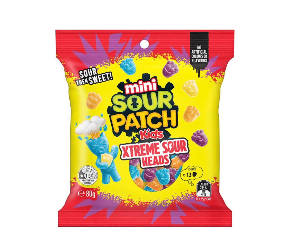 Mini Sour Patch Kids Xtreme Sour Heads 80g