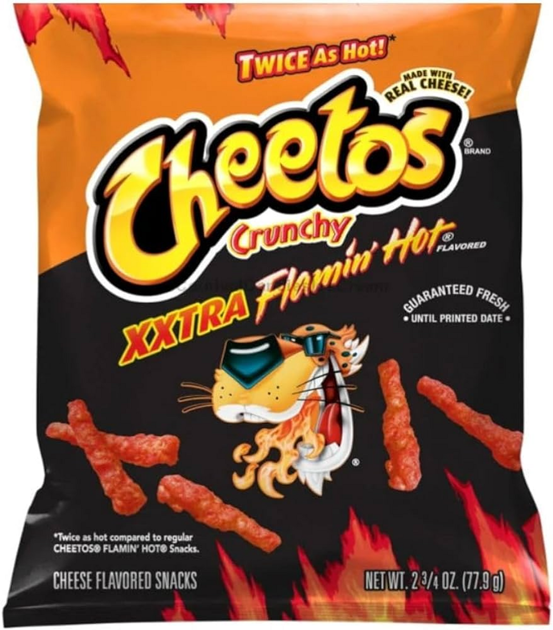 Cheetos XXTRA FLAMIN HOT Crunchy Cheese flavoured snacks 77.9g
