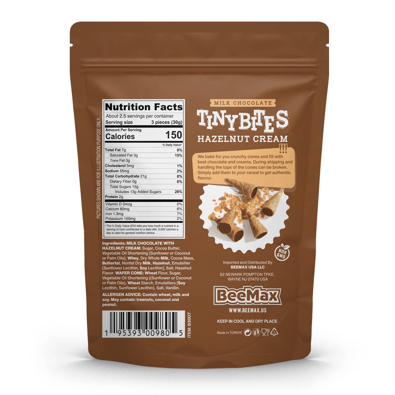 Tiny Bites Waffle Cones Hazelnut Cream 80g