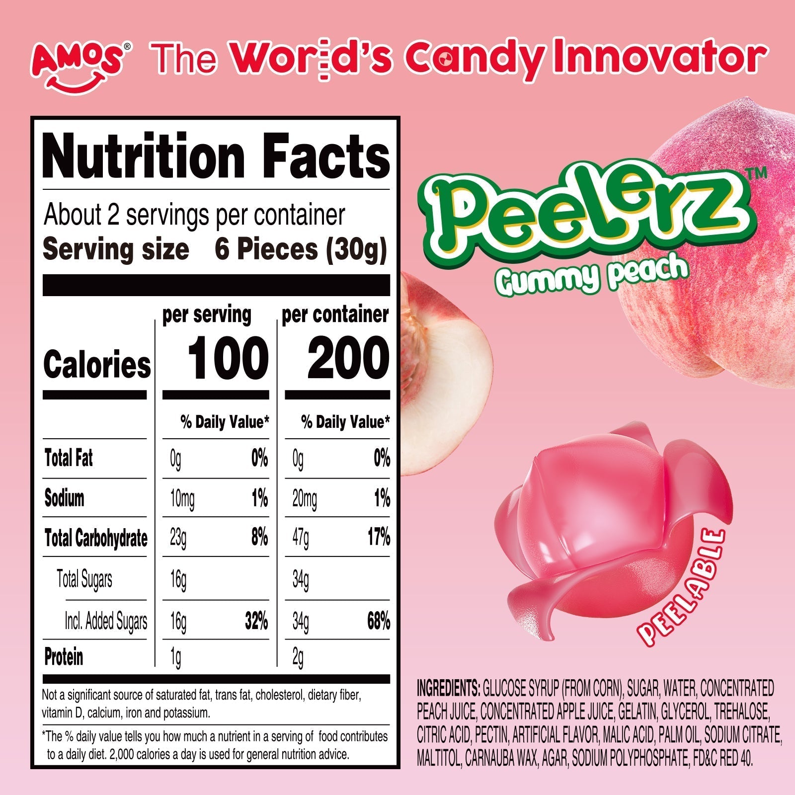 AMOS Peelerz Gummy Peach 150g