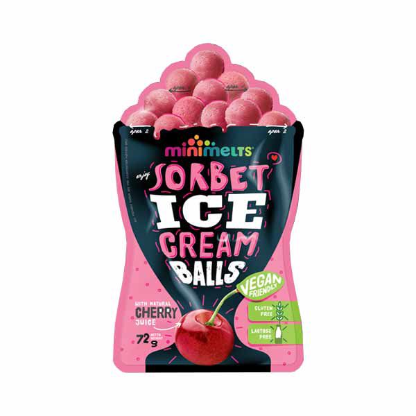 Mini Melts Sorbet Cherry Ice Cream Balls 72g