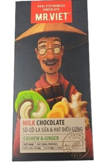 Mr. Viet Milk Choc Cashew & Ginger 80g