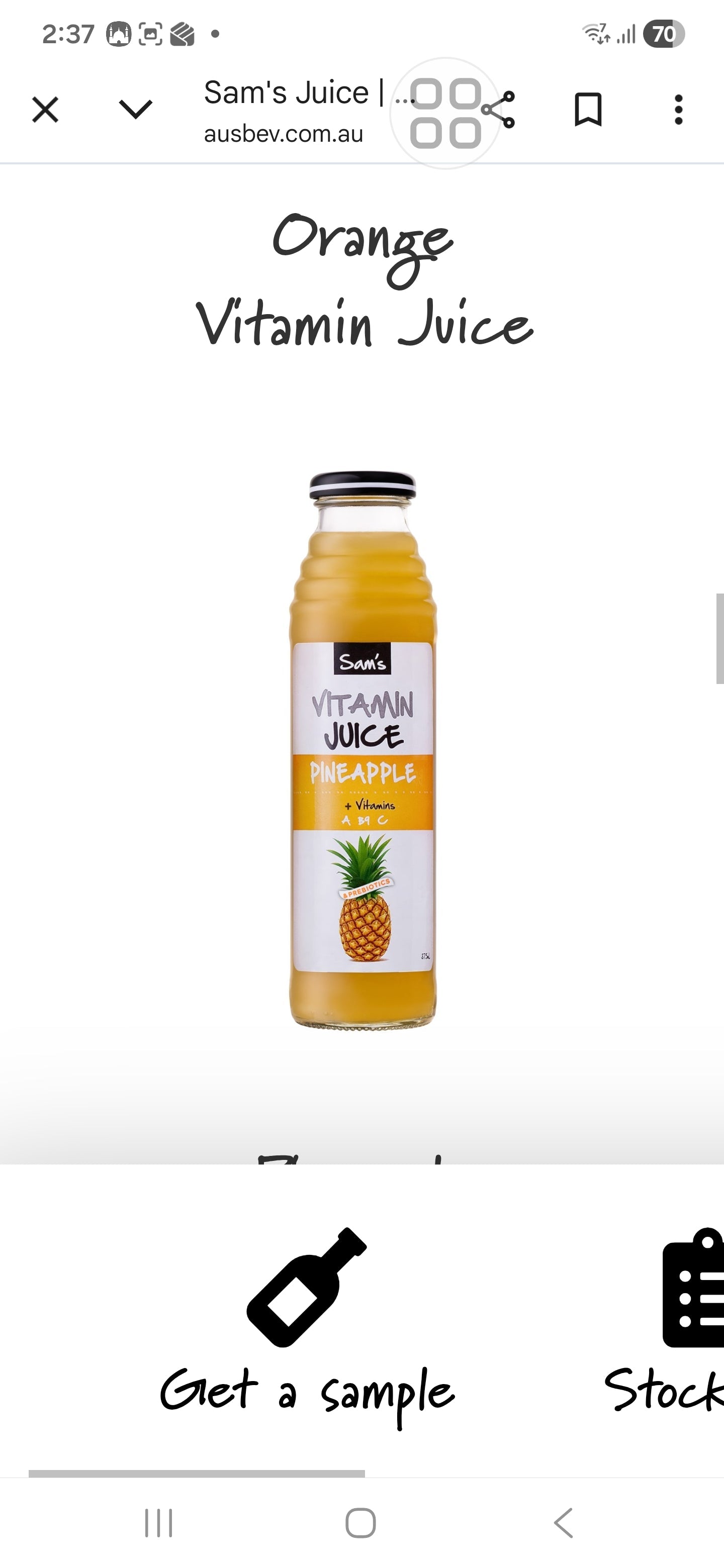 Sam's Vitamin Juice Pineapple 375ml