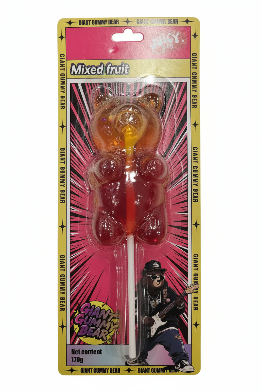 Juicy Jelly Giant Gummy Bear Pop Mixed Fruit 100g