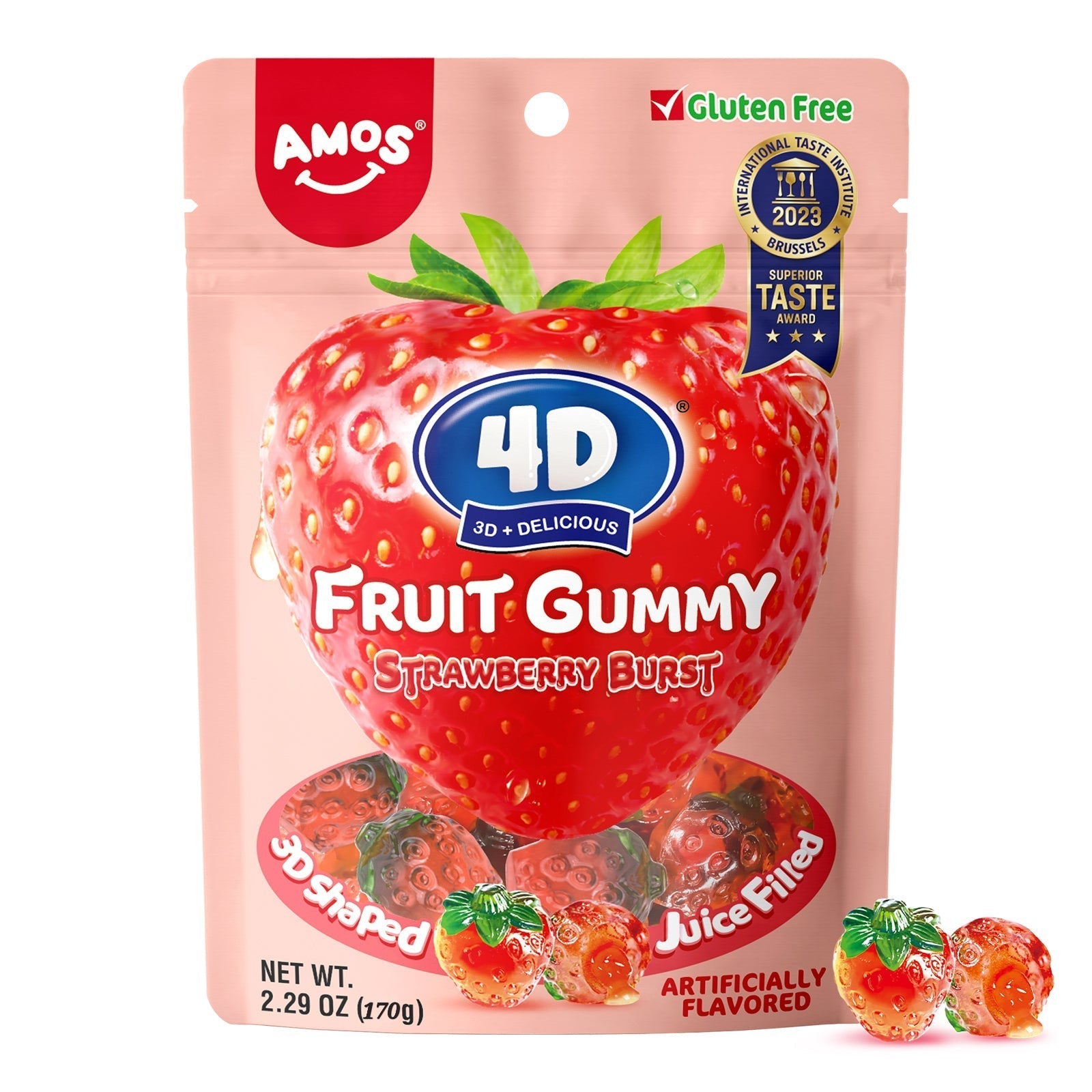 AMOS 4D Fruit Strawberry Gummy 170g