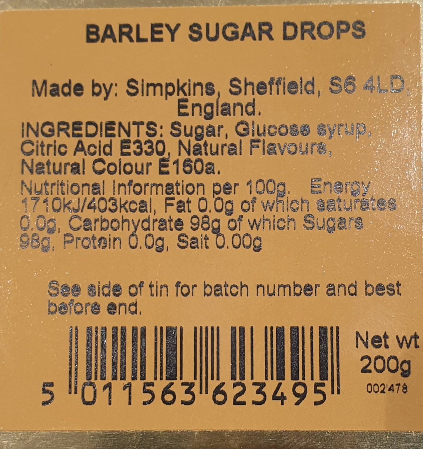 SIMPKINS Barley Sugar Drops 200g