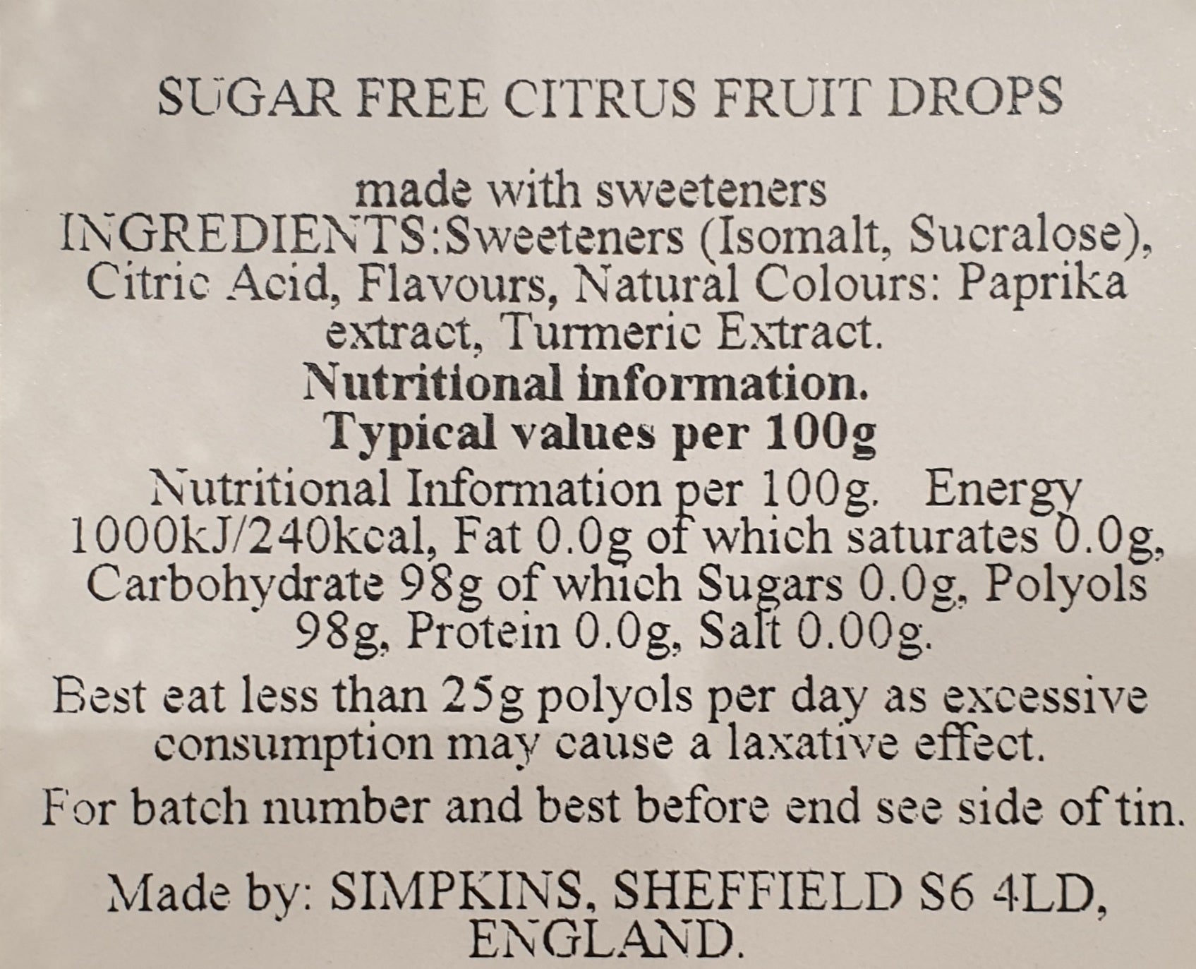 SIMPKINS Citrus Drops 175g