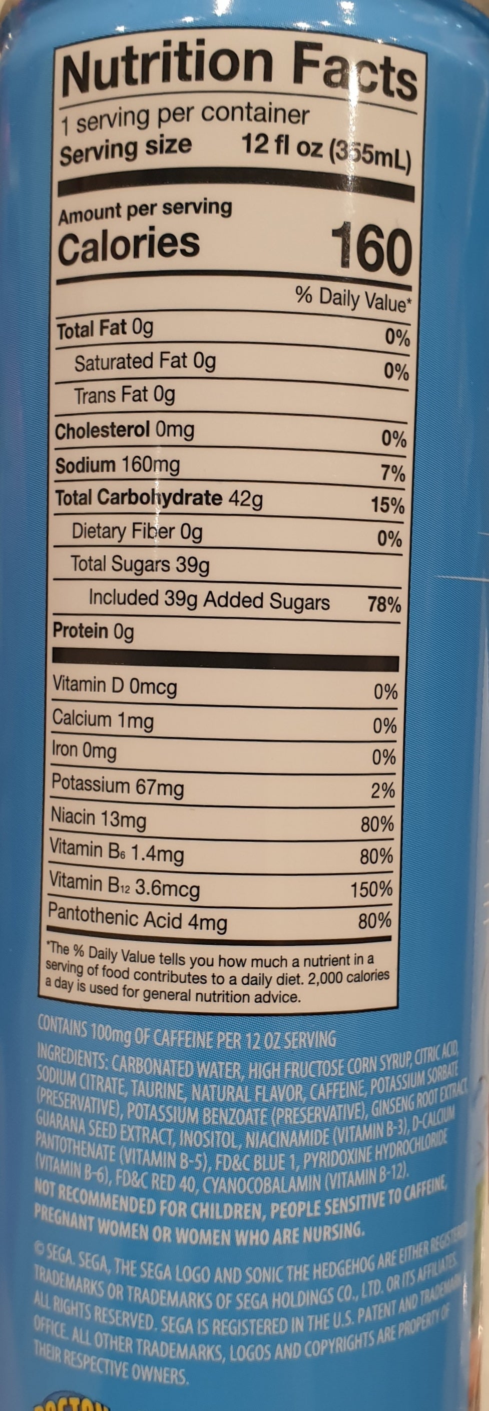 Sonic The Hedgehog Speed Energy Drink 355ml