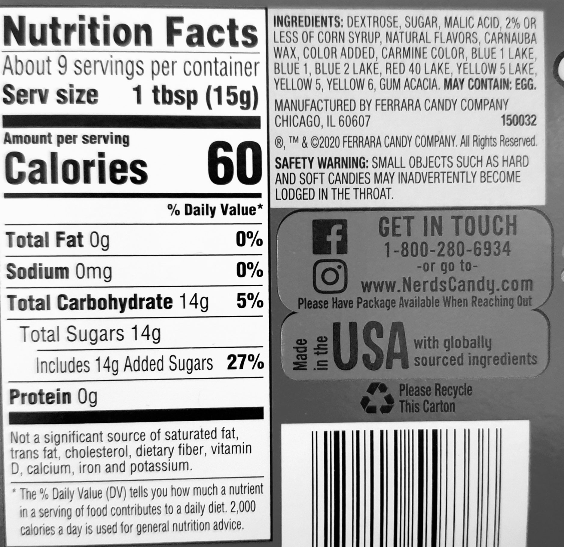 NERDS Rainbow Tangy Crunch Candy 141g