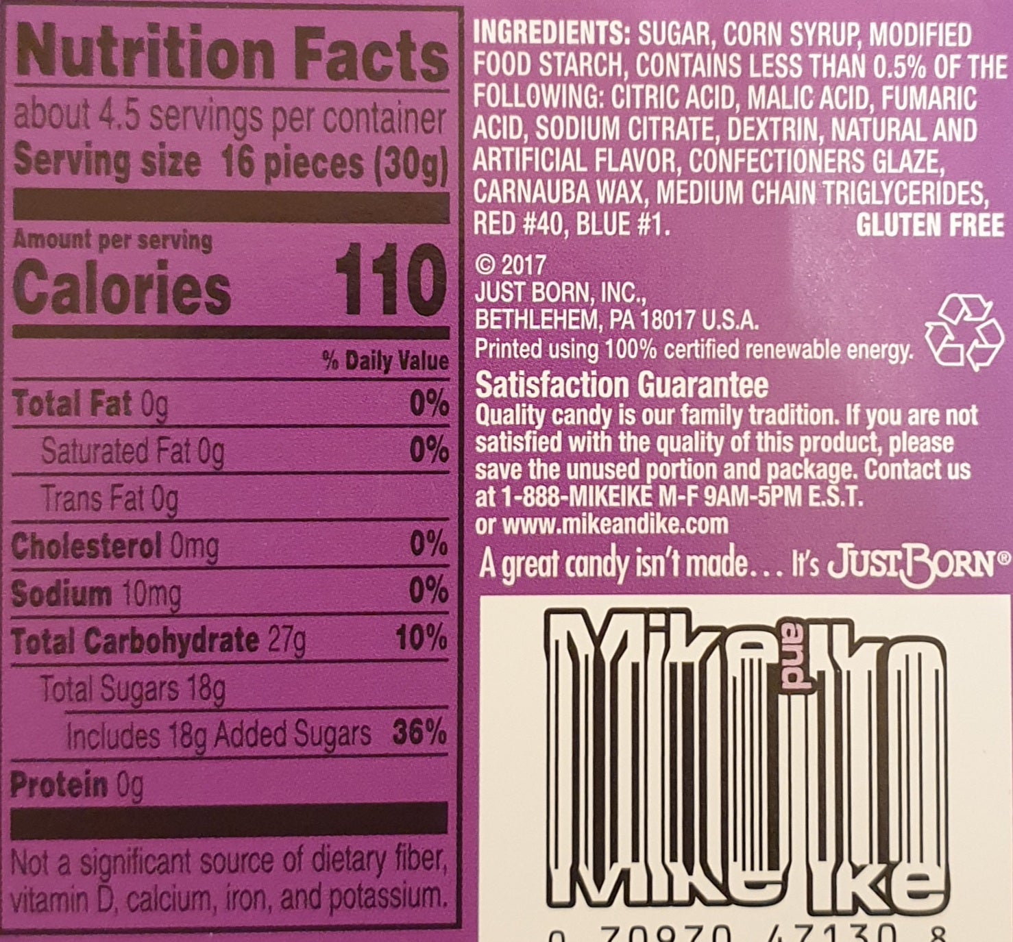 MIKE AND IKE Jolly Joes Grape 120g