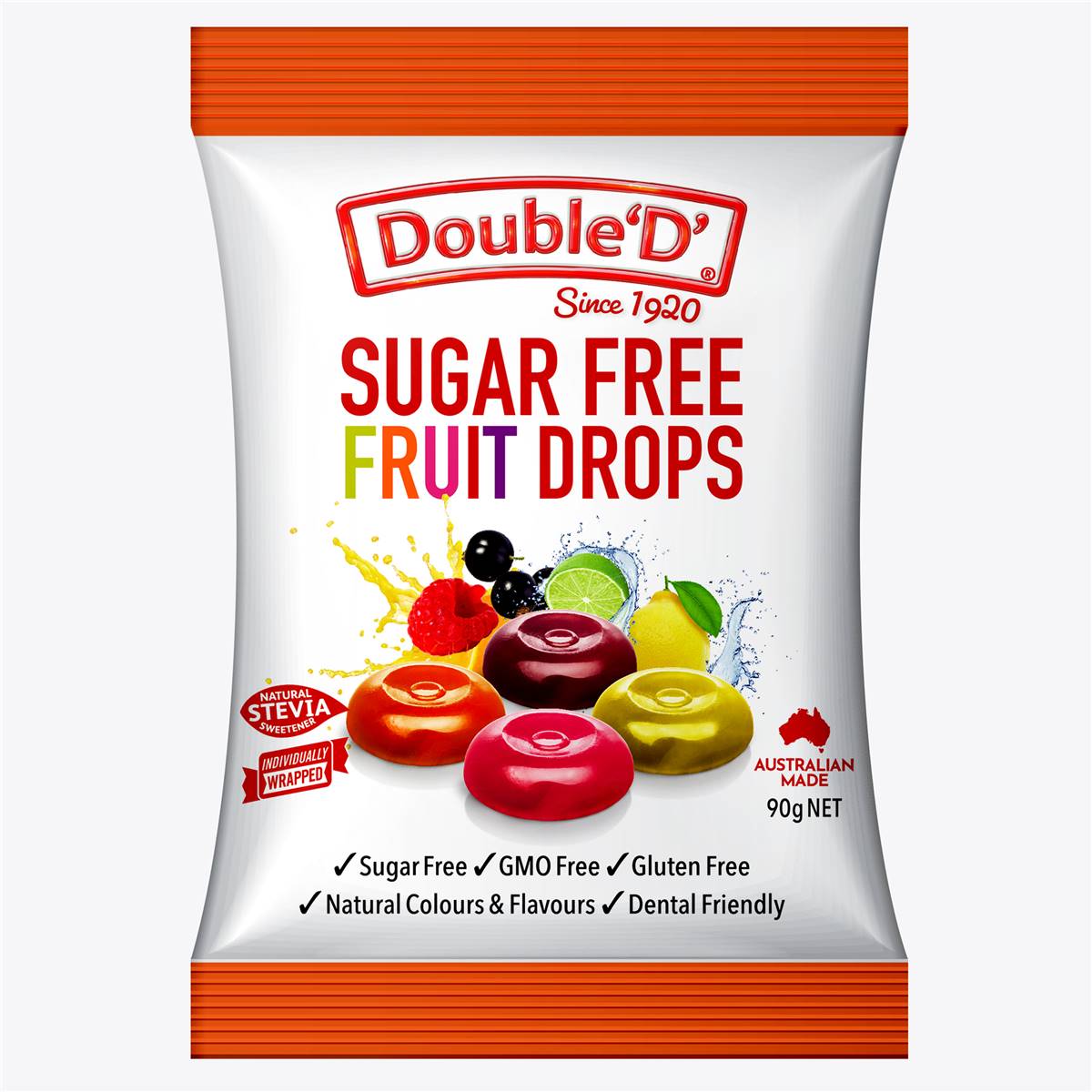 DOUBLE D Sugar Free Fruit Drops 90g