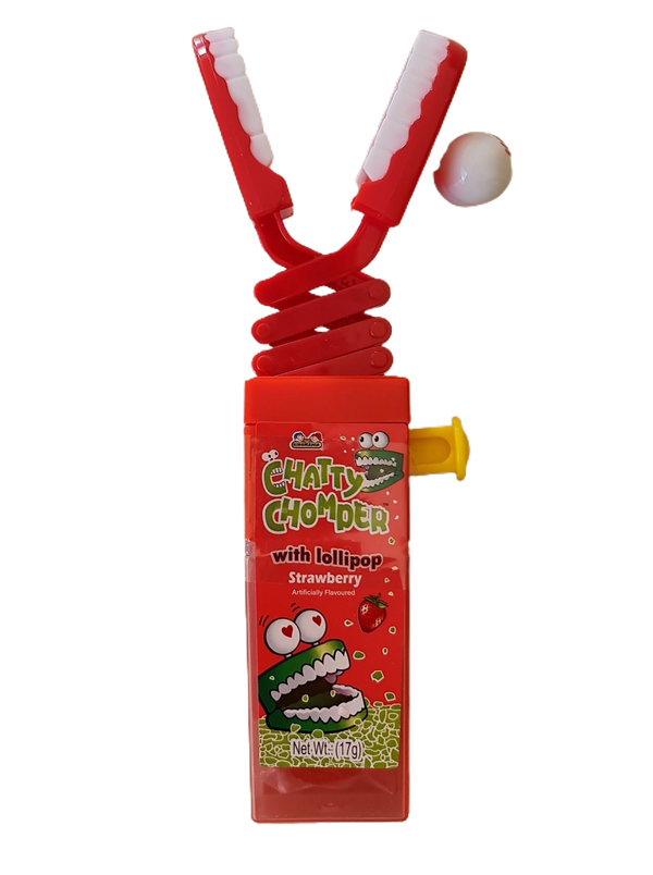 Chatty chomper strawberry 17g lollipop/toy