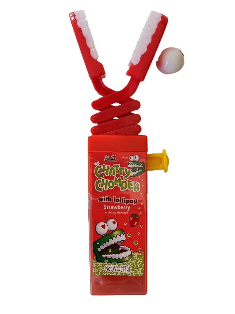 Chatty chomper strawberry 17g lollipop/toy