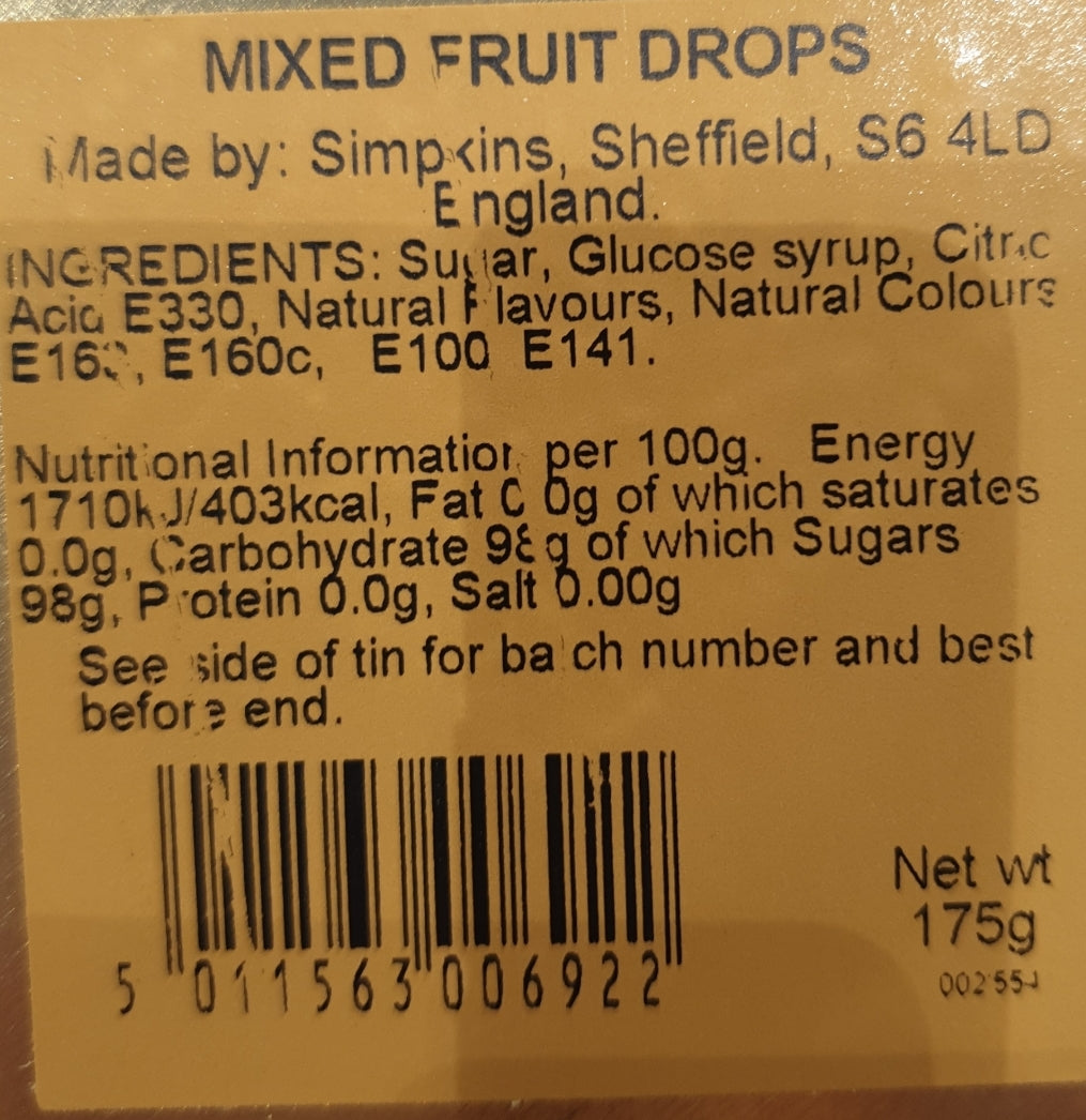 SIMPKINS British Mixed Fruit 175g