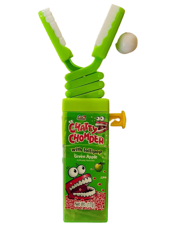 Chatty chomper green apple 17g lollipop/toy