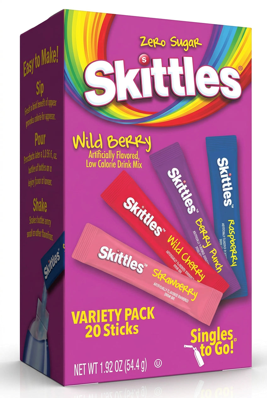 Skittles Drink Mix Wild Berry Variety Pack 20ct 49.8g