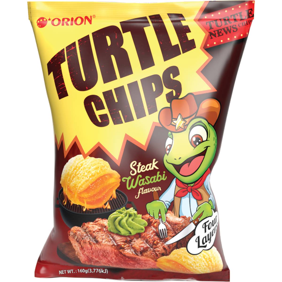 ORION Turtle Chips Steak Wasabi   Flavour 160g