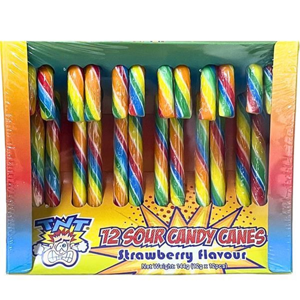 TNT Sour Candy Canes Strawberry 12pcs 144g