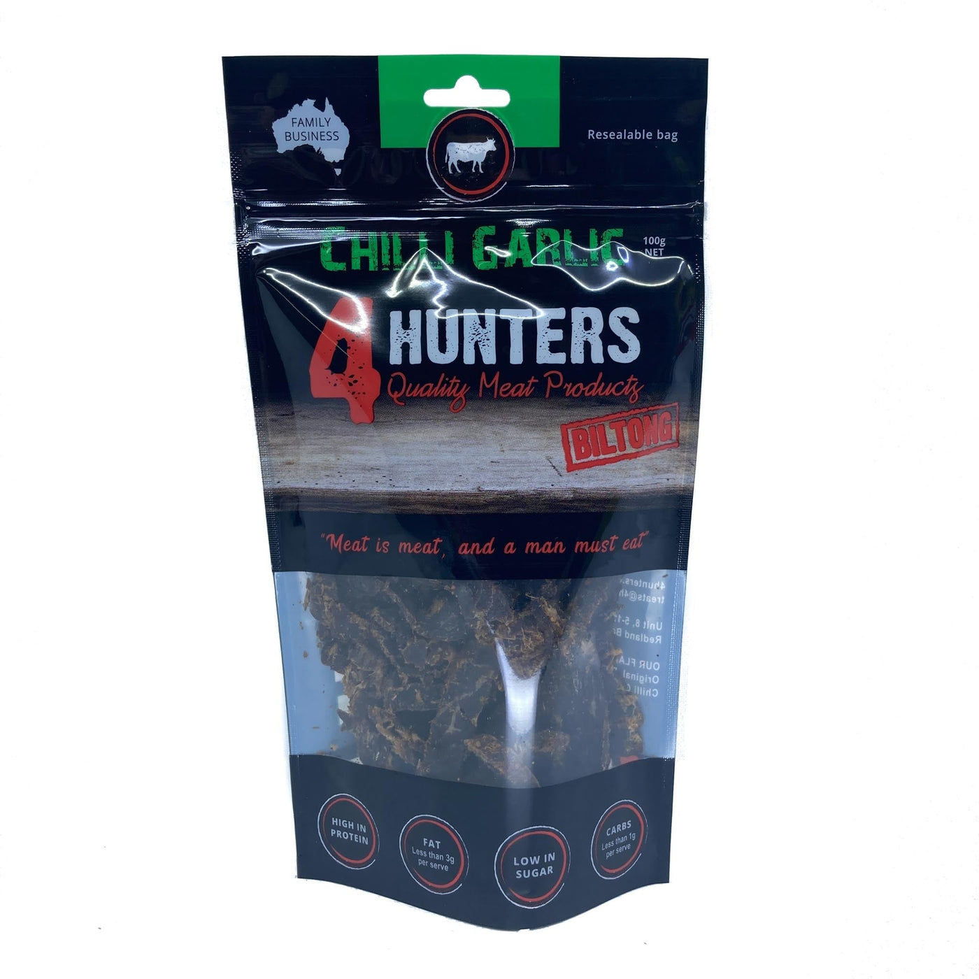 4 Hunters Biltong Chilli Garlic 100g