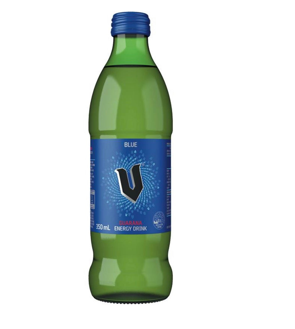 V Blue Glass Bottle 350ml
