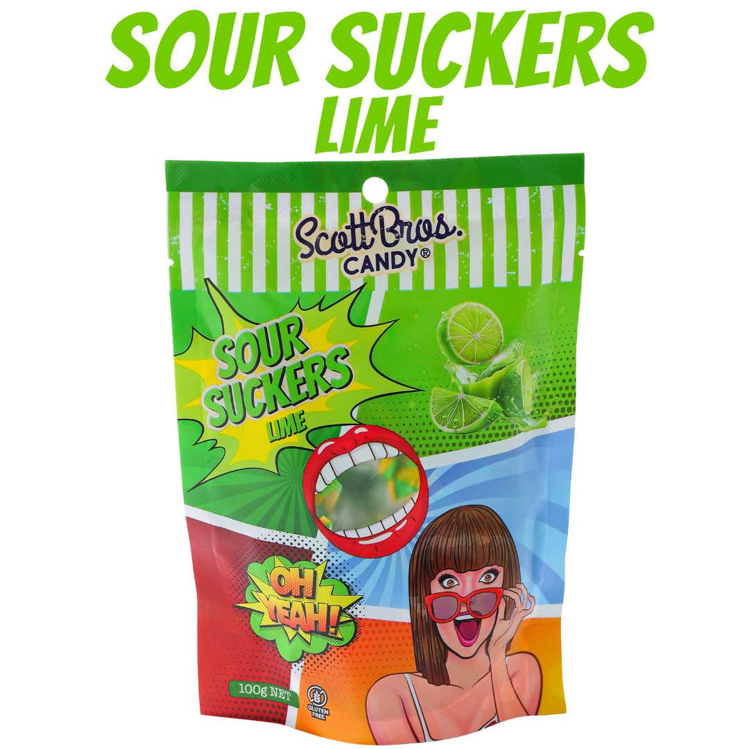 Scott Bros Sour Suckers Lime 100g