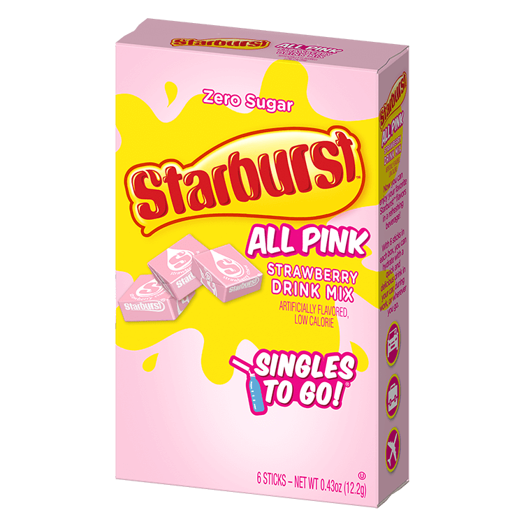STARBURST Zero Sugar All Pink Strawberry  Drink Mix Singles To Go 16.6g
