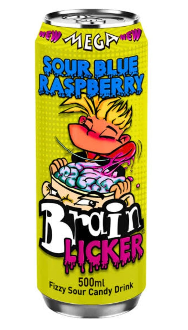 BRAIN LICKER Sour Blue Raspberry Fizzy Candy Drink 500ml
