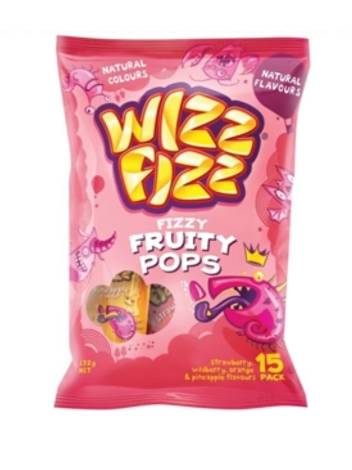 WIZZ FIZZ Fizzy Fruity Pops 15 Pack 132g