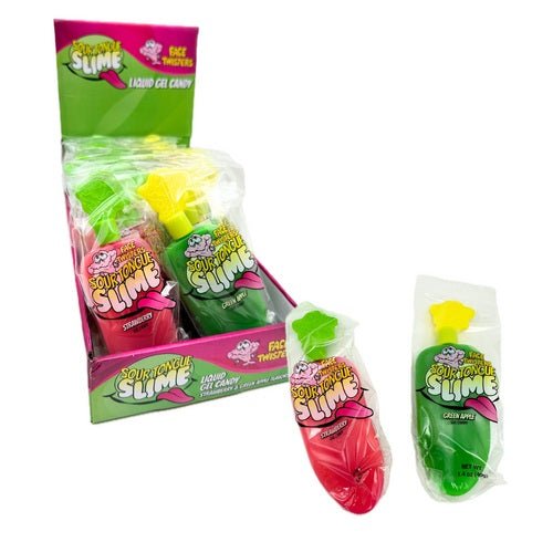 Face Twisters Sour Tongue Slime Strawberry or Green Apple 40g