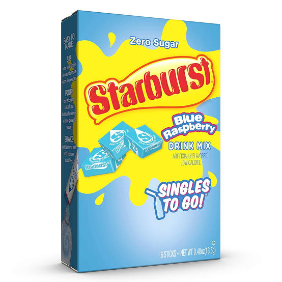 STARBURST Zero Sugar Blue Raspberry  Drink Mix Singles To Go 16.6g