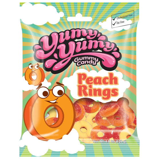 YUMMY YUMMY Gummy Candy Peach Rings 128g