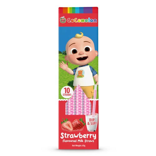 COCOMELON Strawberry Flavoured Milk Straws 60g