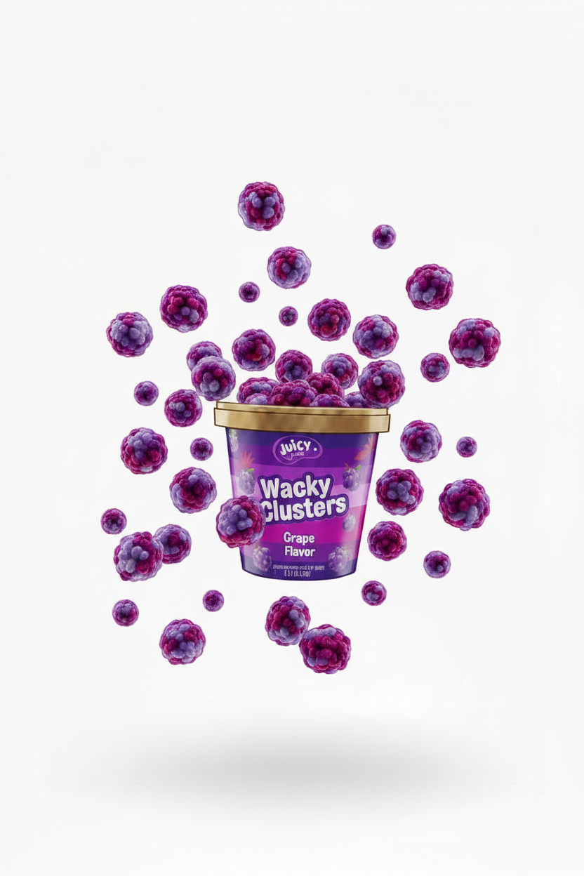 JUICY JELLY WACKY CLUSTERS GRAPE 150g