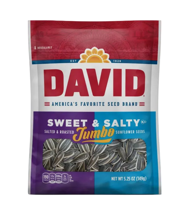 DAVID Aaron Judge Limited Edition, Sweet & Salty, Salted & Rosted Jumbo sunflower seeds 149g